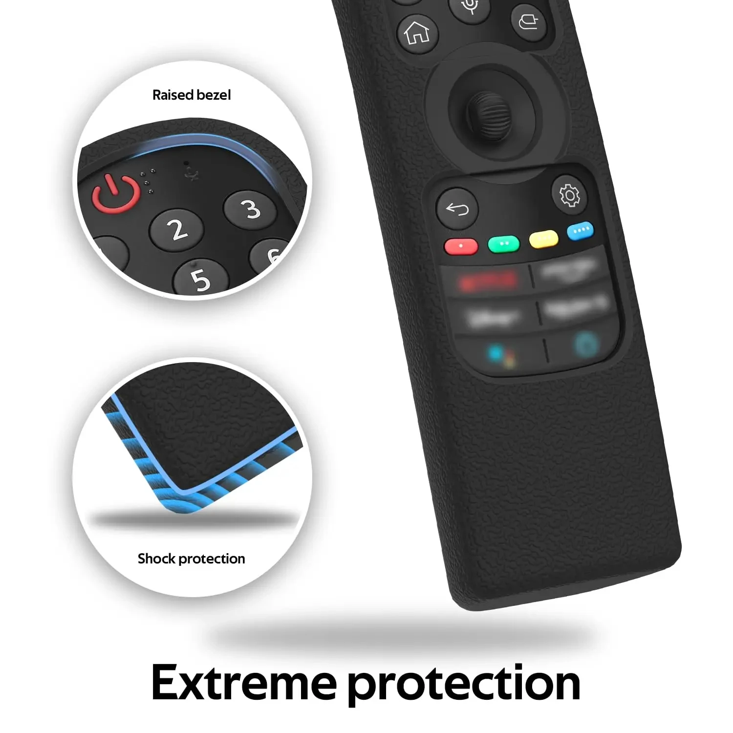 Custodia in silicone per LG AN-MR24GA/MR23GA/MR22GN/MR21GN Magic Remote Cover per OLED QLED LG Smart TV 2022/2023/2024 con anello remoto