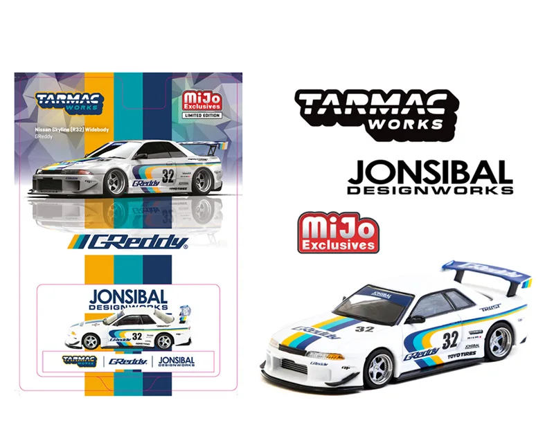 

(Pre-Order) Tarmac Works x Mijo 1:64 SKYLINE GT-R R32 WIDEBODY JONSIBAL #32 white Diecast Collector's Vehicle Model Car
