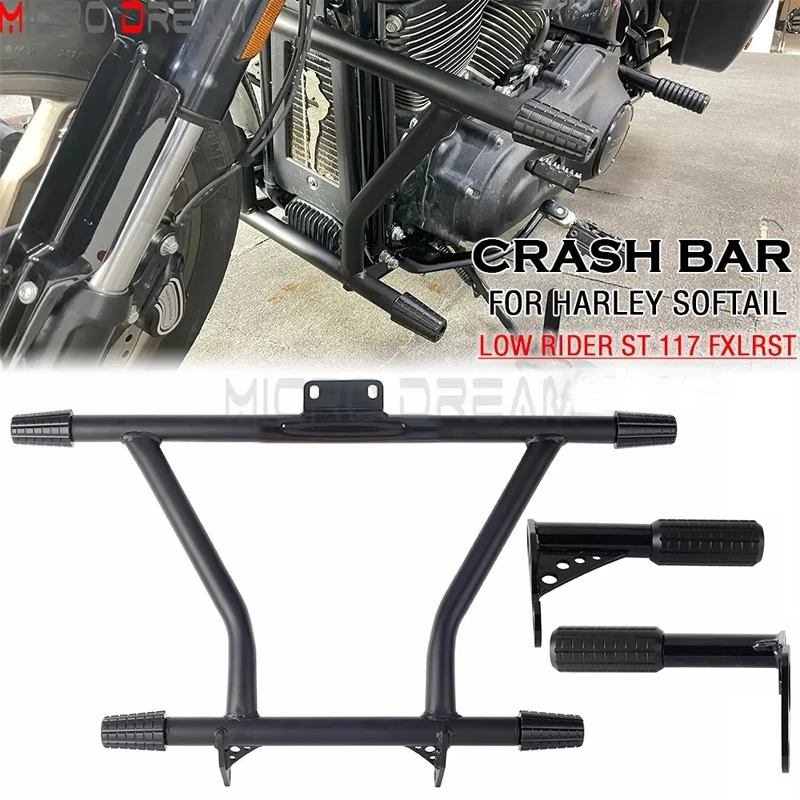 Highway Peg High 2 Step Engine Guard Crash Bar Passenger Peg Frame Slider For Harley Softail Low Rider ST 117 FXLRST 2022-2024