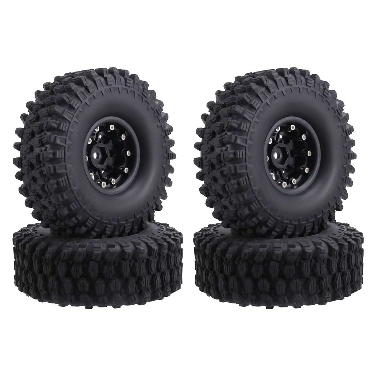 

Hot sale 1.9 Beadlock Wheels Crawler and Rubber Tires 120mm Diameter for 1/10 RC CAR AXIAL SCX10 II -4 T6 Black