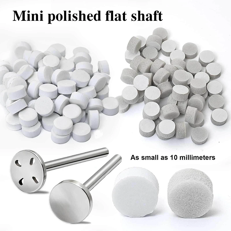 50 stuks 10 mm zelfklevende vervangbare spons polijstpads roestvrijstalen schijf voor pedicure polish accessoires