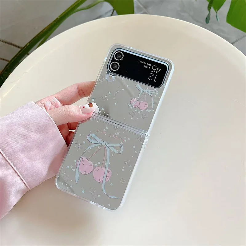 Niedlicher Kirschspiegel für Samsung Galaxy Z Flip 7 6 5 4 Schutzhülle für ZFlip5 ZFlip6 ZFlip7 Hülle
