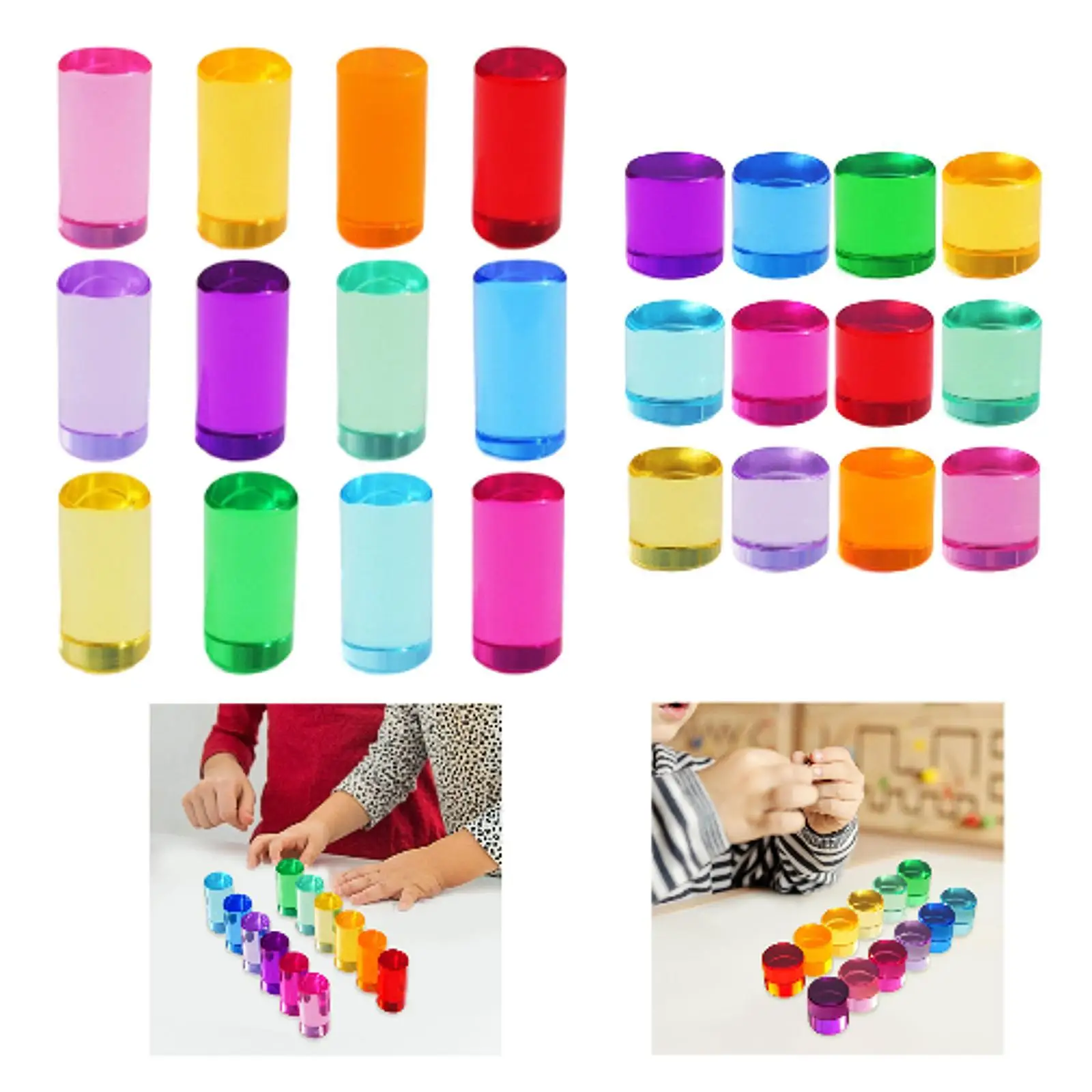 12 pezzi set di blocchi arcobaleno per bambini colorati ragazzi ragazze coordinazione occhio-mano blocchi cilindrici acrilici educazione precoce