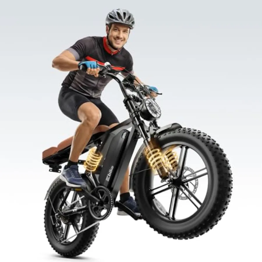 

All-terrain electric bike for adults, aluminum alloy frame, black, 1500W peak power, 20 fat tires, 60/130-mile range, UL 2849 c