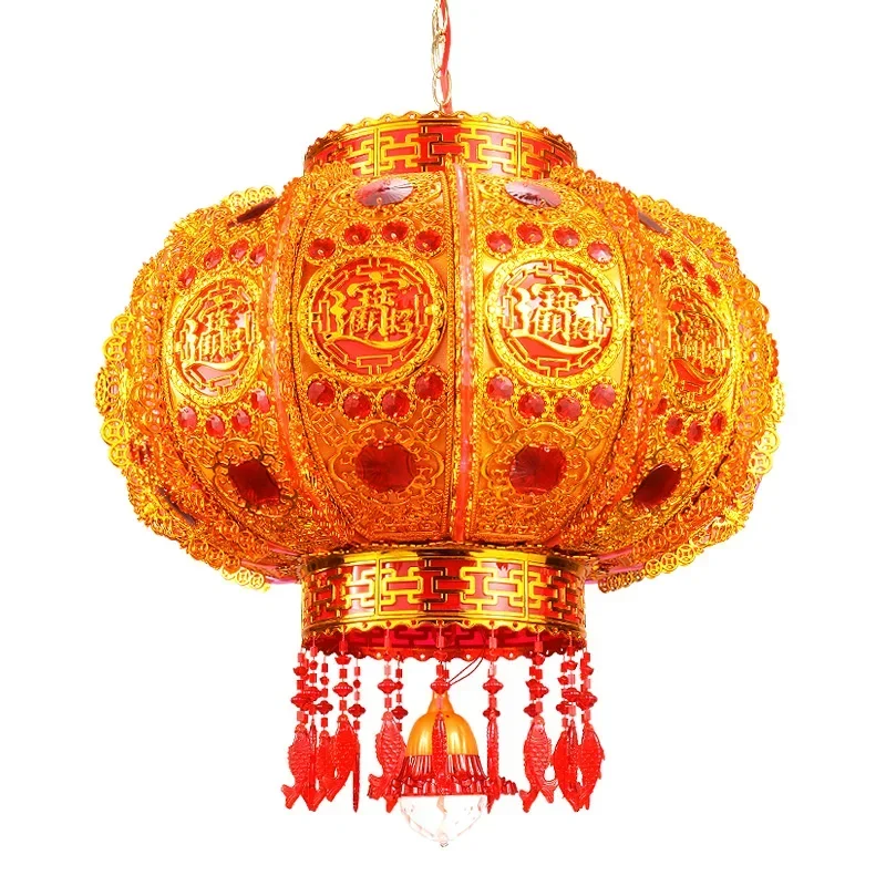 Balcony lanterns New Year's Chinese chandeliers bright red festive blessing word housewarming rotating LED acrylic lights