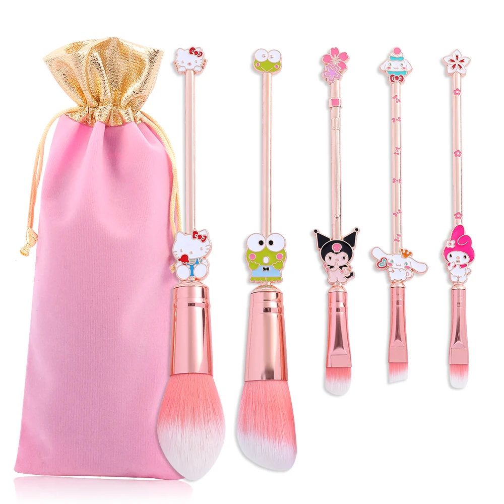 5-piece set of cartoon cute Hello Kitty makeup brushes, Melove eye shadow brushes, holiday gifts for girls makeup beginners