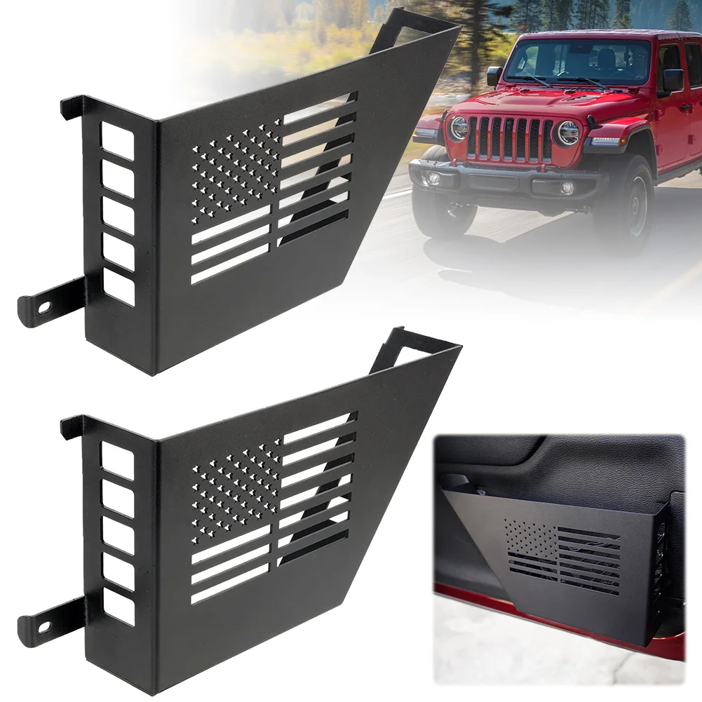 

2Pcs Metal Front Door Storage Box Wear Resist Door Storage Pockets Rust Proof Car Storage Rack for 2007-2018 Jeep Wrangler