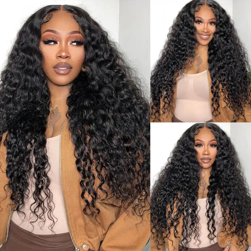 

Pre Cut Pre Plucked Glueless Wig Deep Curly Glueless Ready to Wear Lace Frontal Wig 12a Grade Brazilian Wigs On Sale