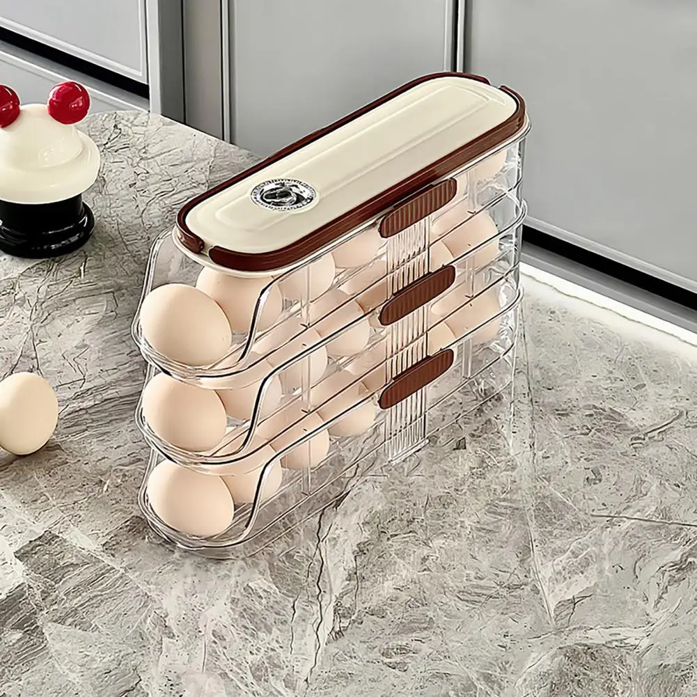 

Egg Dispenser Transparent Stackable Fridge Organizer with Lid for Eggs Bpa Free Food Grade Egg Storage Box for Refrigerator