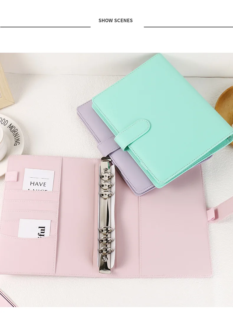 A6 Macaroon Fresh Color PU Leather DIY Binder Photocards Collect Book Diary Agenda Planner DIY Cover Album Stationery