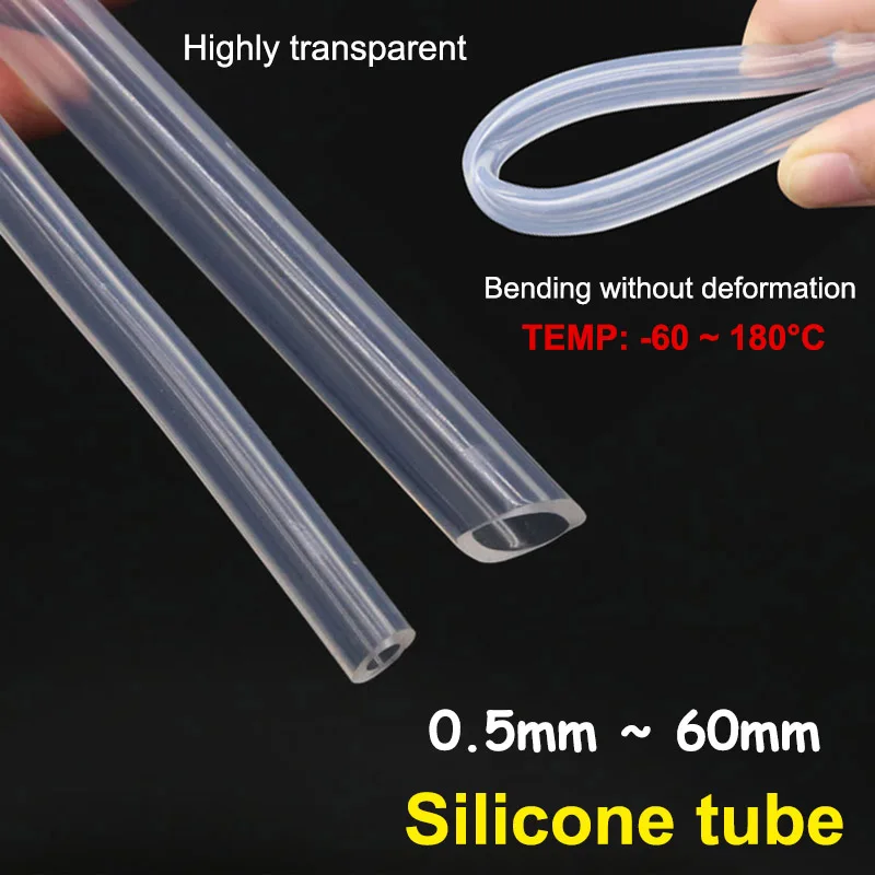 

1M ID 0.5-60mm Highly Clear Food Grade Silicone Soft Rubber Transparent Tube For Beer Milk Drinking Hose Pipe Flexible Tasteless