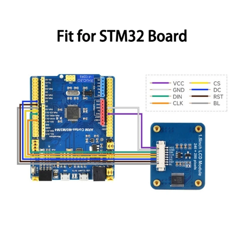 

1.5inch IPS LCD Display Module 240x280 Resolution Display for RPi STM32 SPI Interfaces 262K Color Display 3.3V 5V