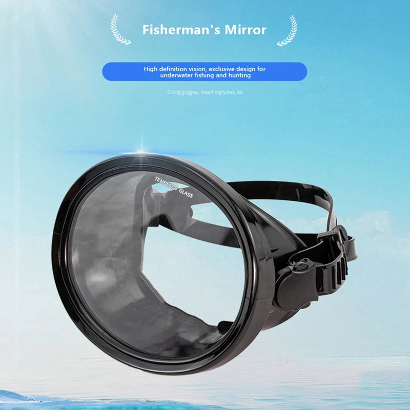 قناع غطس بانورامي بيضاوي ذو رؤية واسعة، نظارات صيد الأسماك بالرمح، عدسة من الزجاج المقسى للبالغين #4