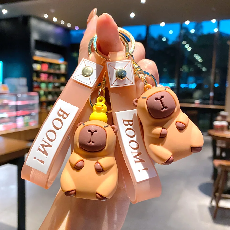 MINISO Cute Pvc Capybara Keychain Girls Women Birthday Gifts Bag Hanging Pendant Keyring Doll Present Toy Car Ornament