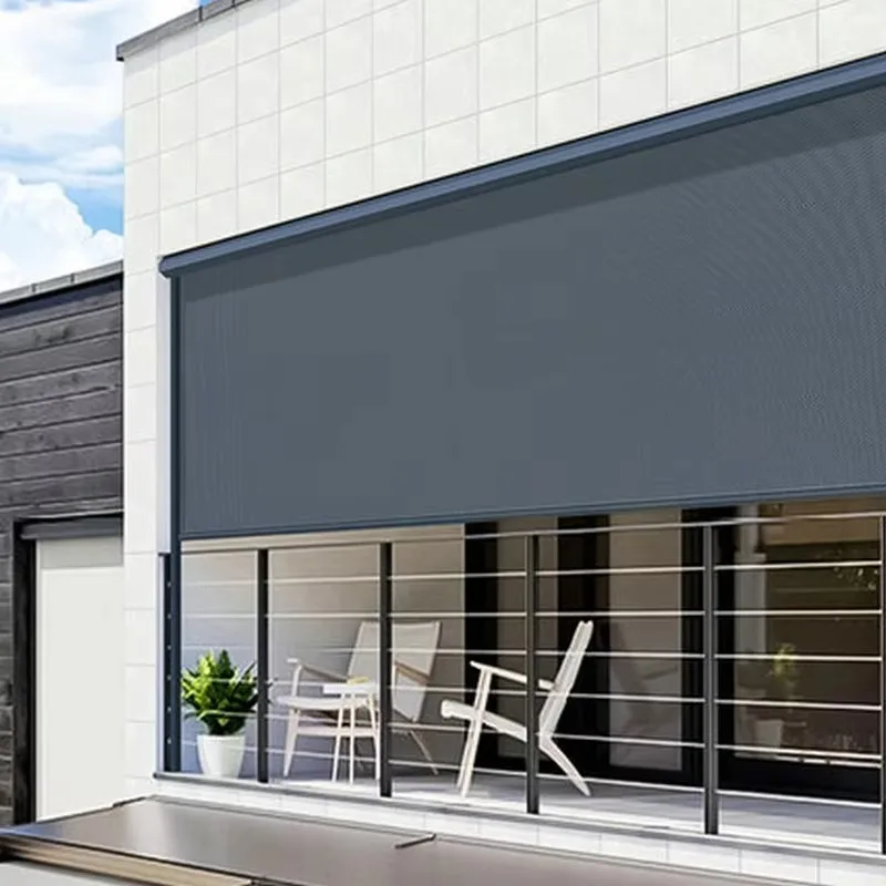 

Наружные рулонные жалюзи Водонепроницаемые ветрозащитные моторизованные солнцезащитные рулонные жалюзи