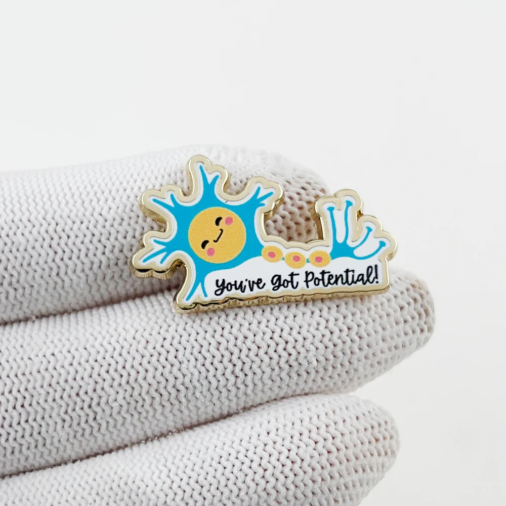 لقد حصلت على شارة محتملة لطيف المينا العصبية دبوس مضحك ميمي العلوم بروش مختبر علم الأحياء عالم هدية جمع ديكور #4