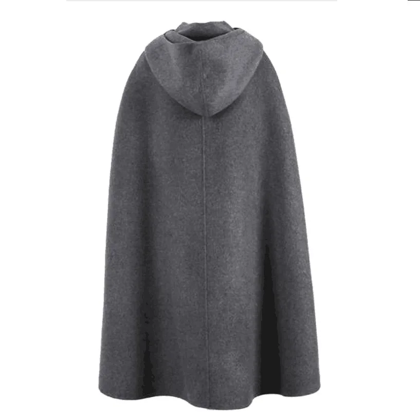 Autumn Winter Shawl with Hood Women\'s Coat Imitation Wool Collar Pullover Shawl Warmth Poncho Capes Solid Color Cloaks T219