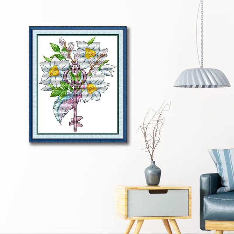 

Soulgift Stamped Pre-Printed Cross Stitch Kits, 9CT/11CT/14CT/16CT DMC Threads, Easy To Follow - Keys To Riches - April