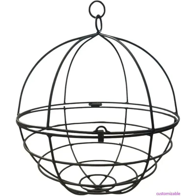 

Amish Crafted Wrought Iron Sphere Plant Hanger, Suitable for Indoor and Outdoor Use, Featuring Clamshell Basket Style