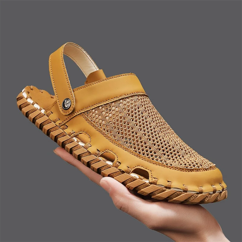 CYYTL Shoes Sandals Men Slippers Summer Beach Breathable Hiking Outdoor Leather Fashion Fisherman Designer Luxury Close Toe Flat