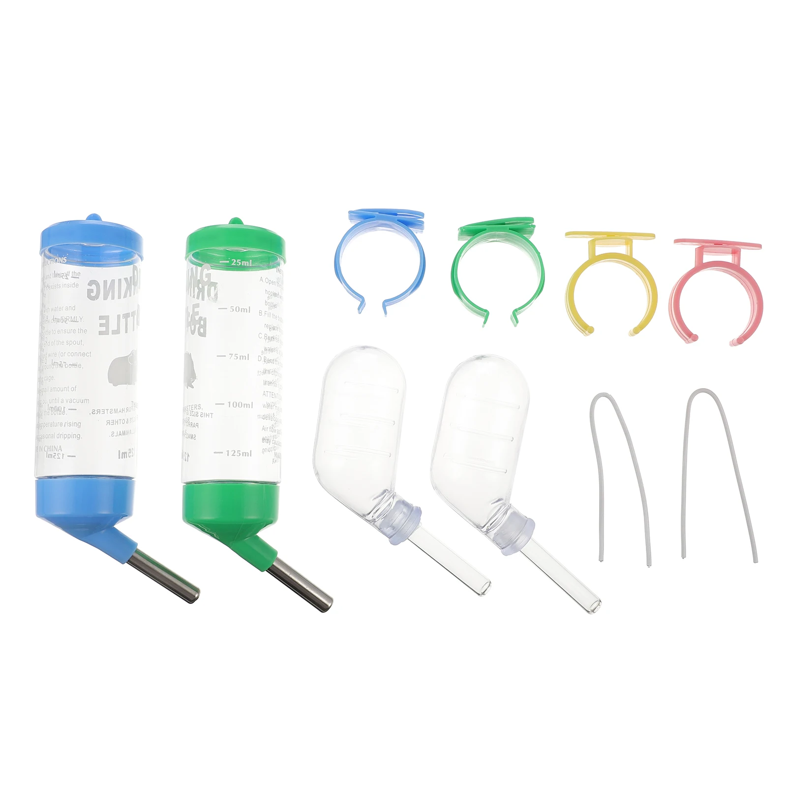 

4 Pcs Small Pet Water Bottle Plastic Cage Hamster Guinea Pig Drinking Fountain Food Bottles Transparent Leakage Prevention