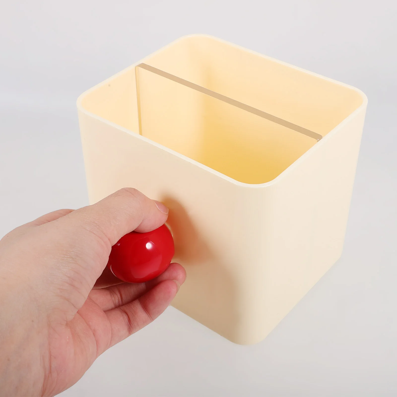 

Plastic Pen Holder Desk ganizer Storage Box for Pens Rulers Keys Small Items ABS Material Smooth Safe Red Ball Milk White