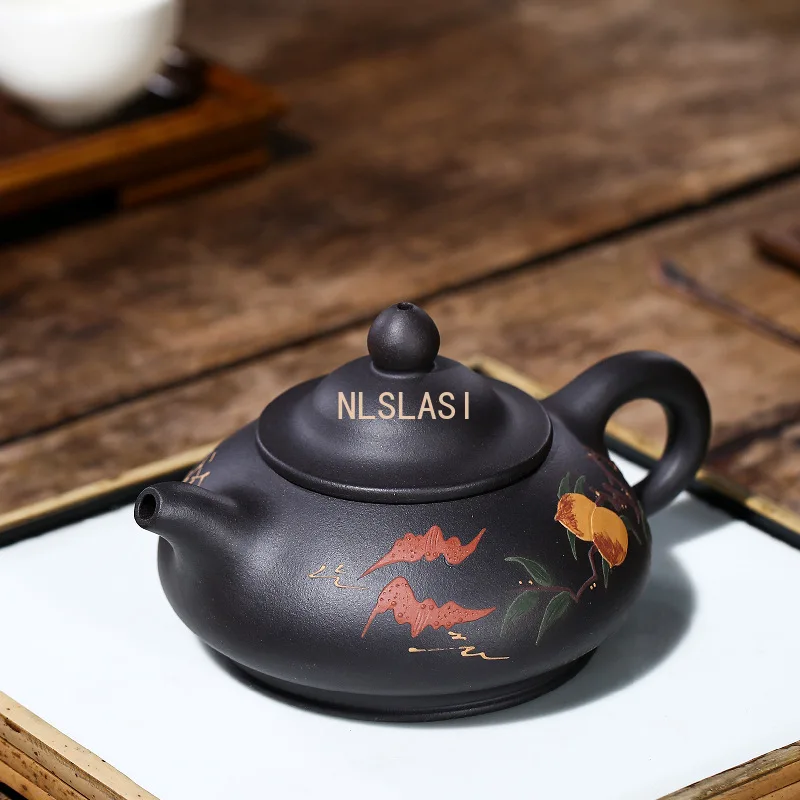 

220ml Chinese Yixing tea pot purple clay filter teapot beauty kettle Raw ore Black gold purple sand Handmade Tea set Authentic
