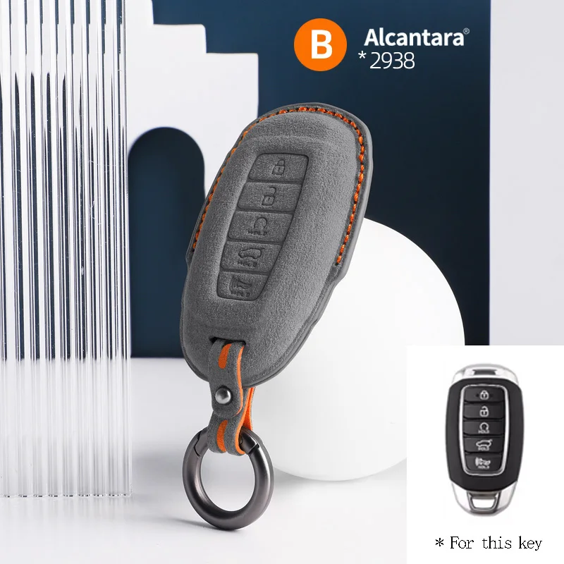 

Alcantara Car Key Case Cover Holder Key Shell Buckle For Hyundai Sonata Elantra Santafe Mistra Ix25 Ix35