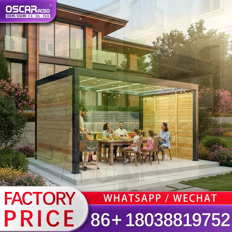 Small Patio Garden Retractable Sunshade Louvered Aluminium Pergola Outdoor Pavilion 3x3m  If you want to strictly follow the req