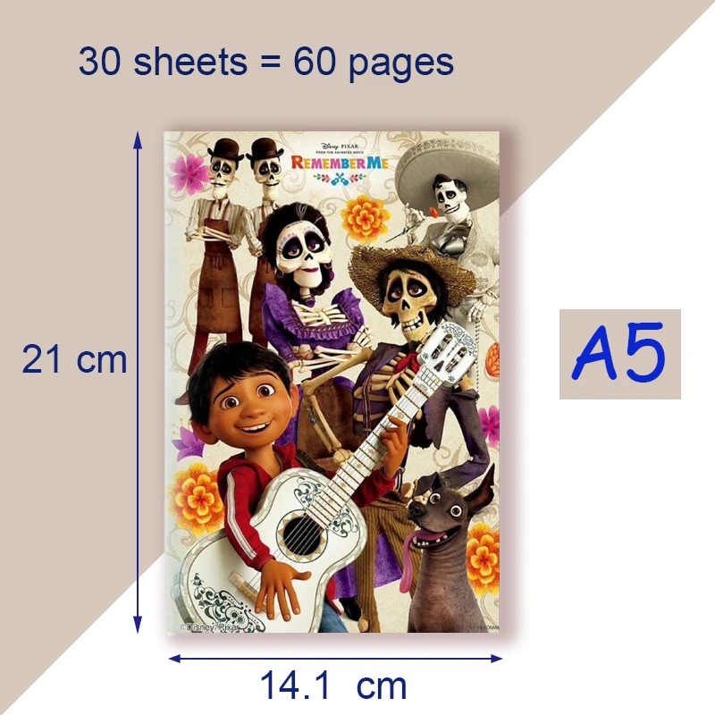 A5 Note Book Cute Animation - Coco - Disney Movie - Thread Bound Notebook - School Writing Supplies Cartoon Stationery Kids Gift