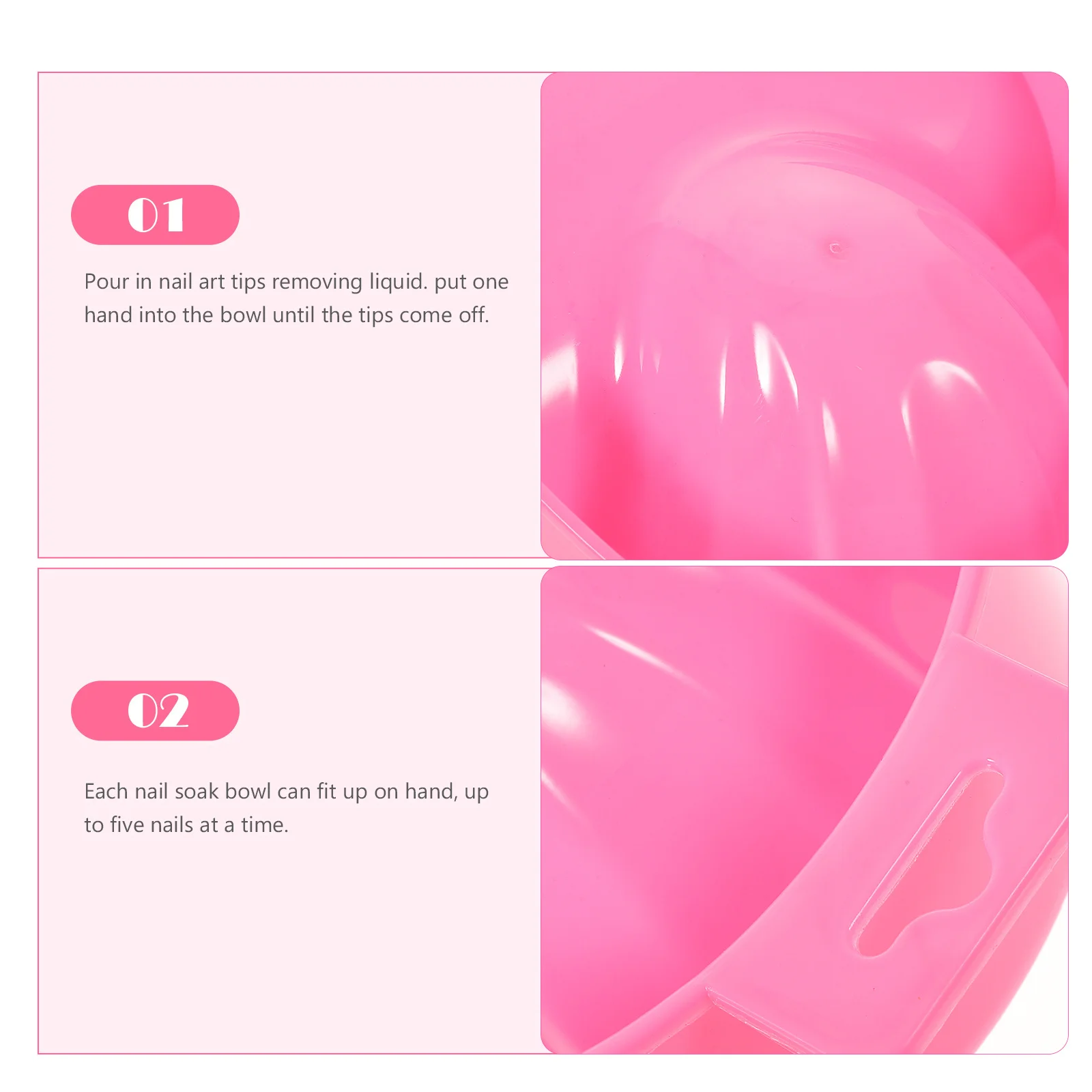 

2pcs Nail Soak Bowls For Manicure Nail -Friendly Plastic Soaking Tray Gel Polish Remover Cuticle Care False Nails Hand