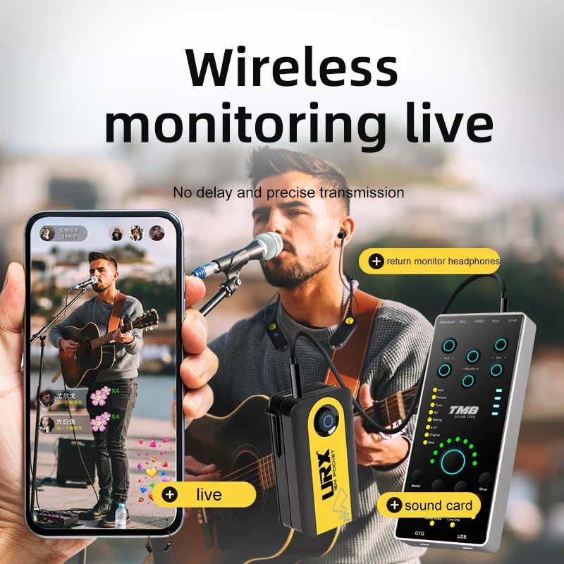 Imagem -03 - Urx 2023 Novo Músico Profissional Live Sound Card 5.8g Neckband Portátil sem Fio Monitor Headphone Sistema In-ear Headphones