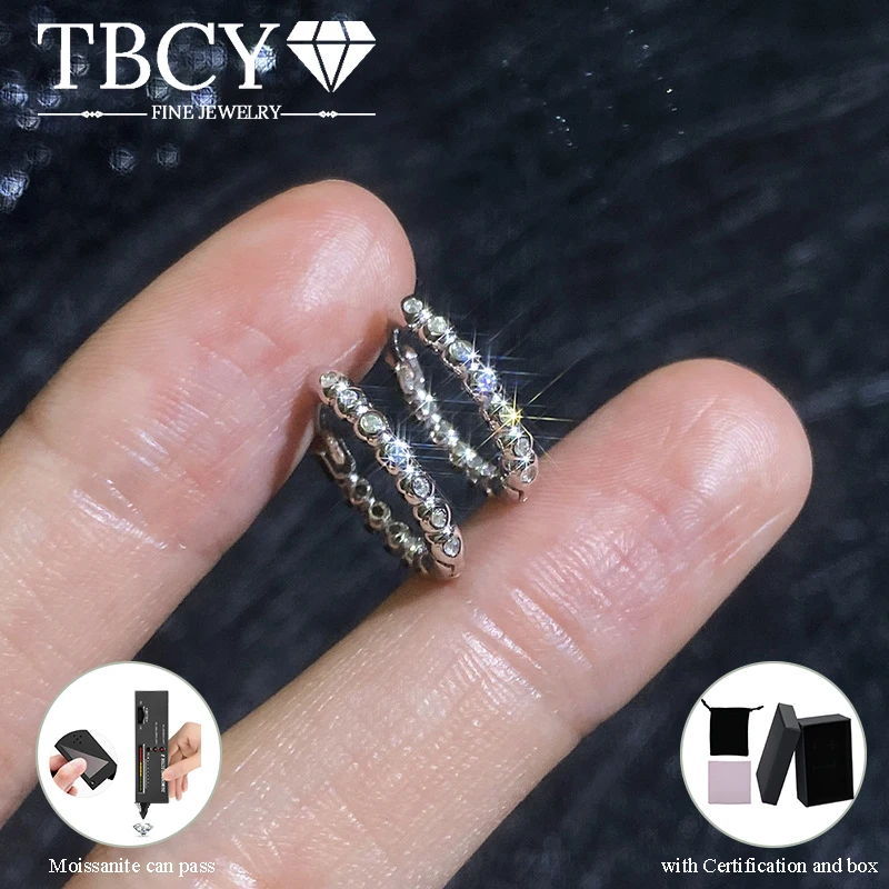 

TBCYD Full Moissanite Bubble Hoop Earrings for Women 925 Sterling Silver Sparkle D Color Round Cut Bezel Setting Classic Jewelry