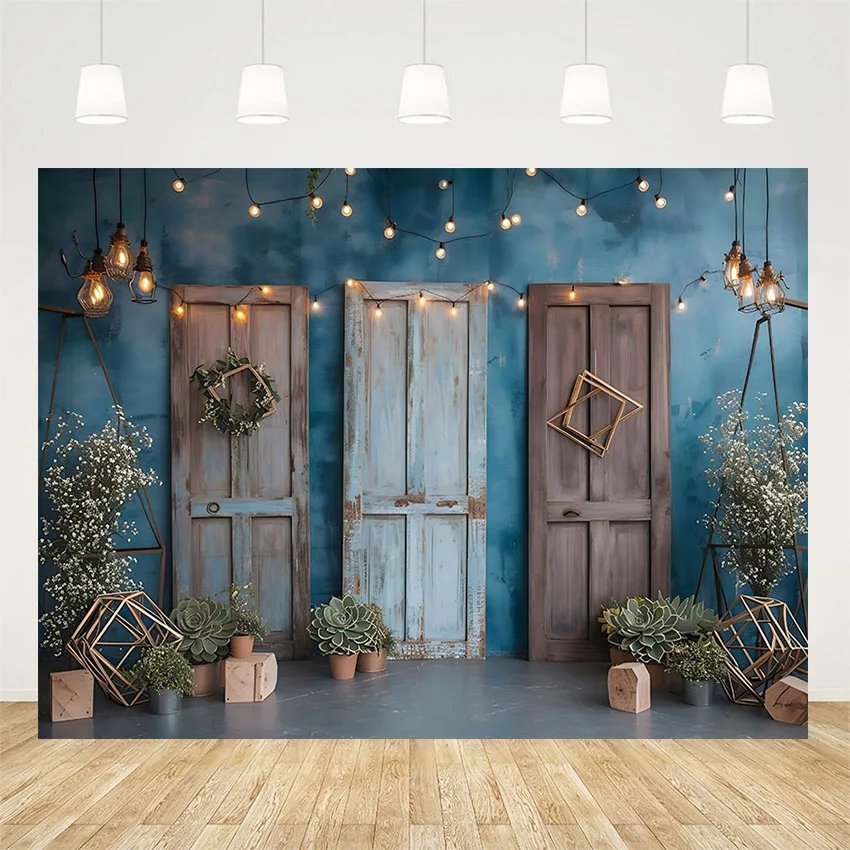 Barn ประตูการถ่ายภาพ Prop ฉากหลังพืชสีเขียวเด็กทารกวันเกิดภาพพื้นหลัง