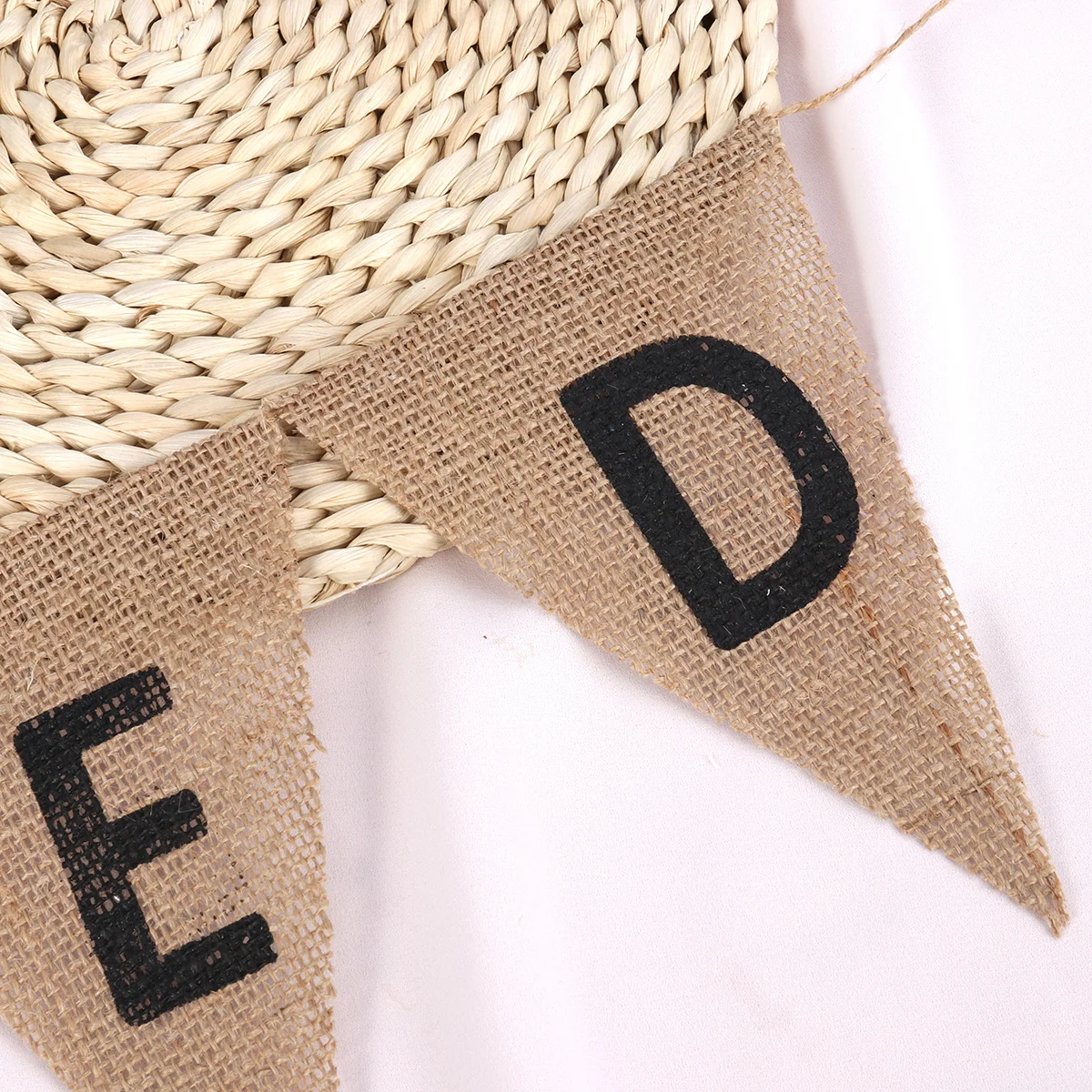 

Wedding Bunting Triangle Banner Birthday Party Photo Prop Flag Linen Swallowtail