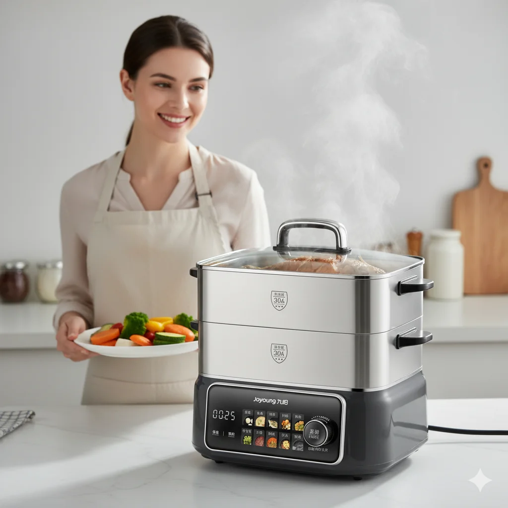 Multifunctional Electric Steamer Household 3-Layer 304 Stainless Steel Cooking & Stewing Integrated Pot for Healthy Cooking
