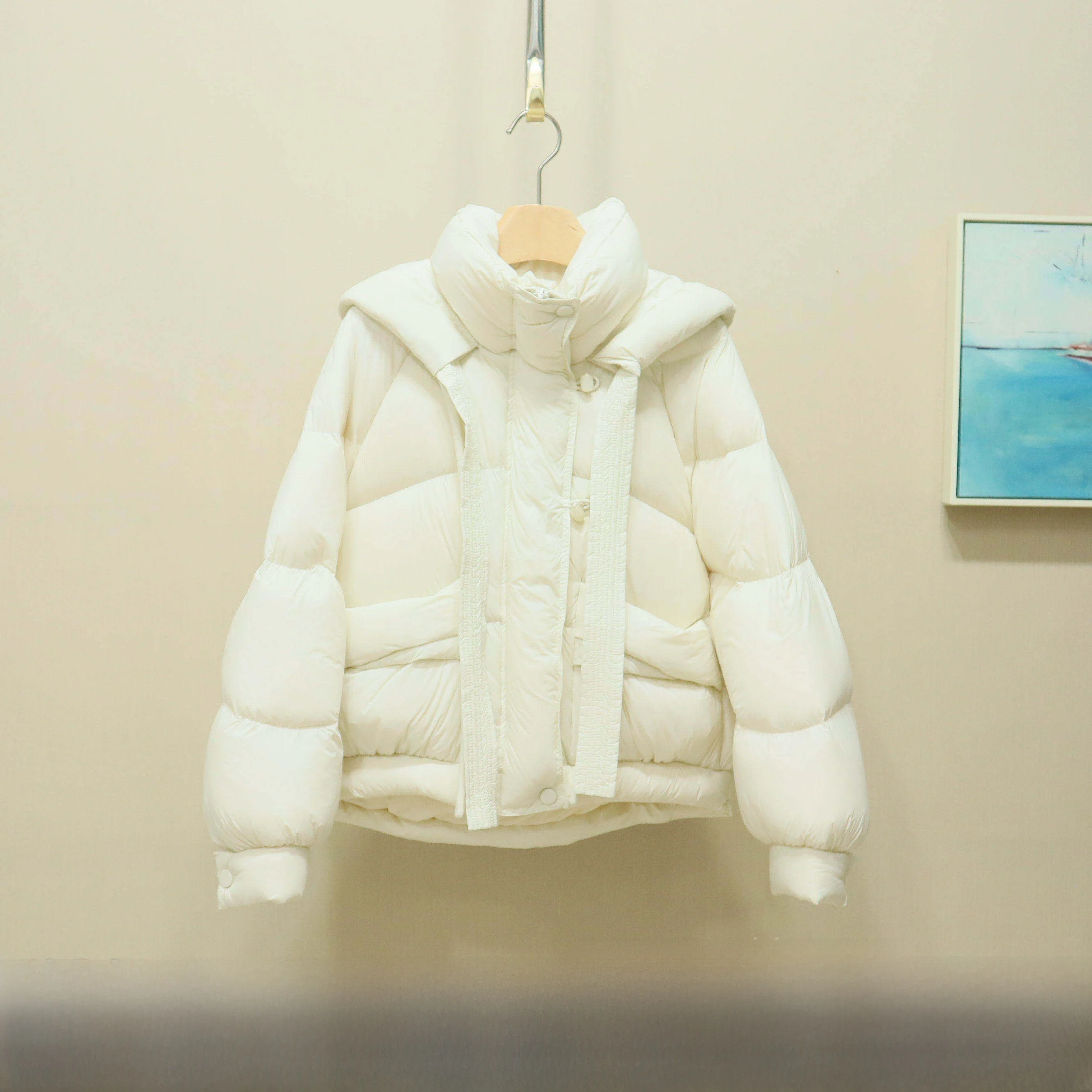 

Y.Sing Winter New Sle Versatile down Jaet 90% Du down Warmth Commute Sle Straight Cut Long Sve Zipper Closure Hat ...