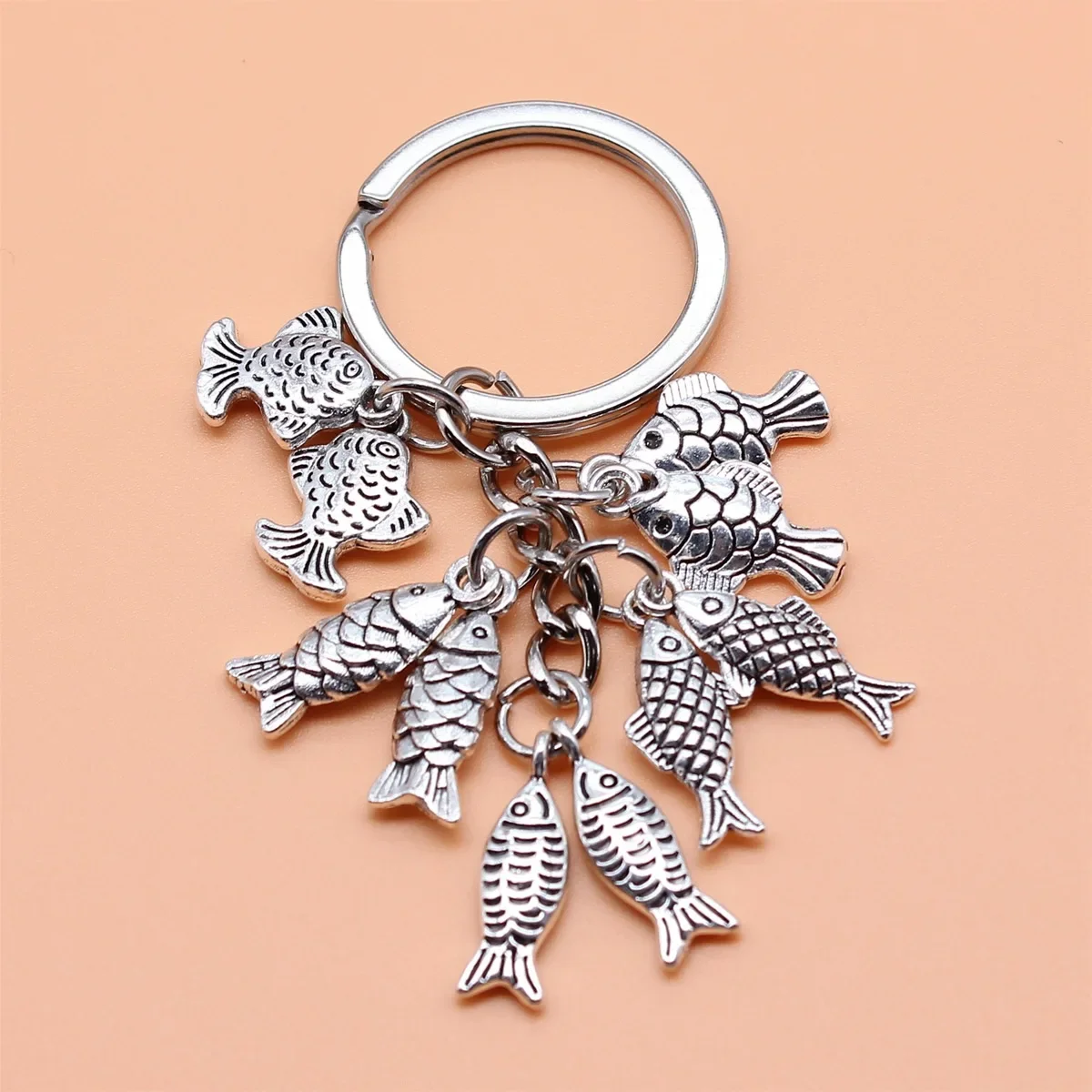 GEFENSI Fish Keychain Fishing Enthusiast Key Chain Metal Keyring Backpack Handbag Pendant Car Decoration Bulk Man Dad Boy Boyfri