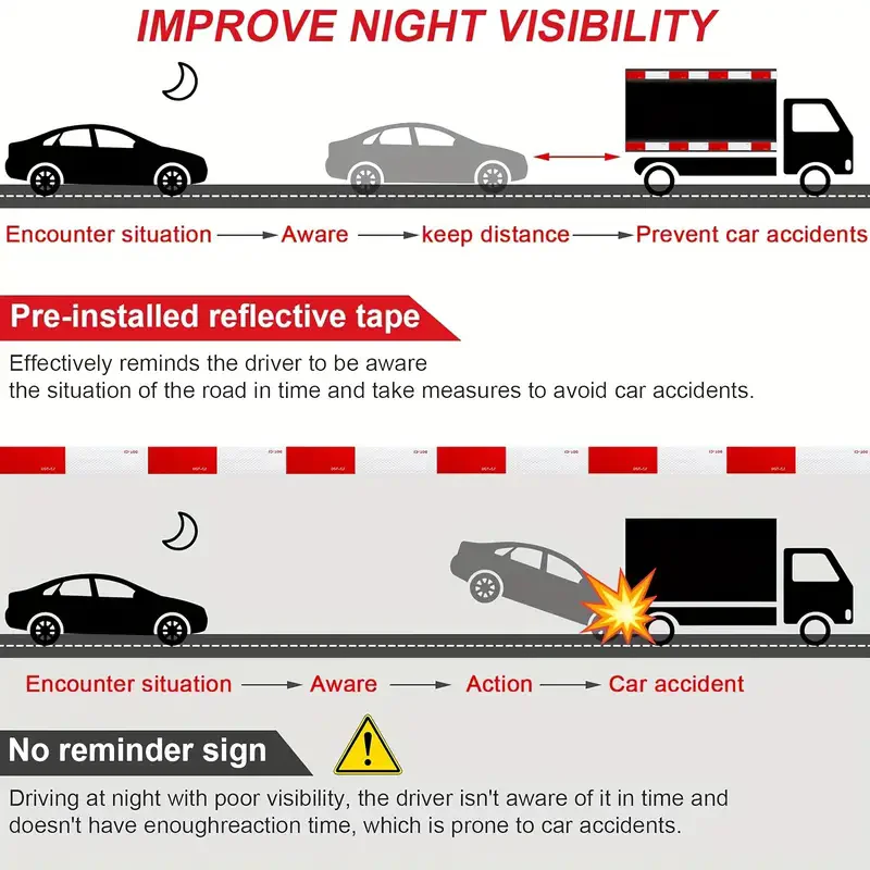 9/3Meters Truck DOT-C2 Reflective Tape Red/White Conspicuity Diamond Grade Adhesive Safety Mark Warning Tape Car Styling