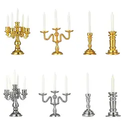 1:12 Scale Miniature Candlesticks Candelabra Dollhouse Candles Furniture Toy Pretend Play Doll House Decoration Accessories