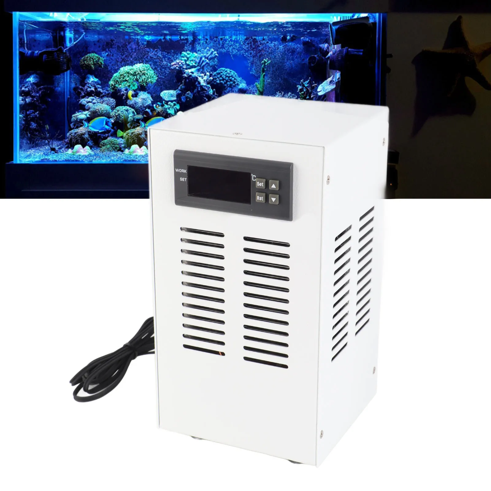 

72W Water Chiller Aquarium Chiller Fish Tank Aquarium Cooler 3L/Min 30‑35dB Low Noise Constant Temperature Cooling System