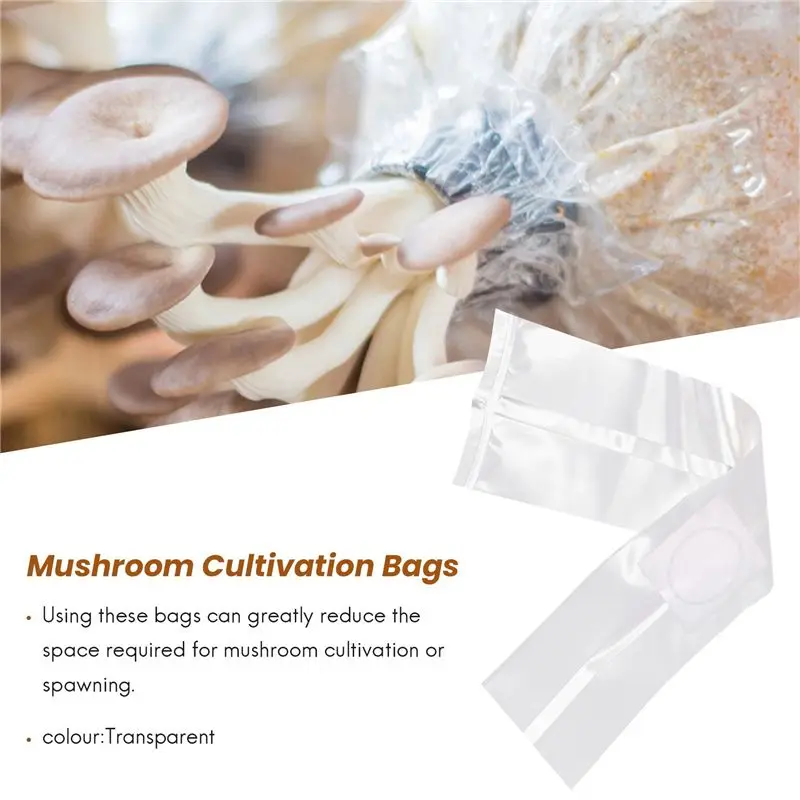 AEE4-100Pcs Mushroom Growing Bag Spawn Bags Thick 6 Mil Bags 5.9Inchx13.8Inch 0.2 Micrometre Filter Breathable Autoclavable