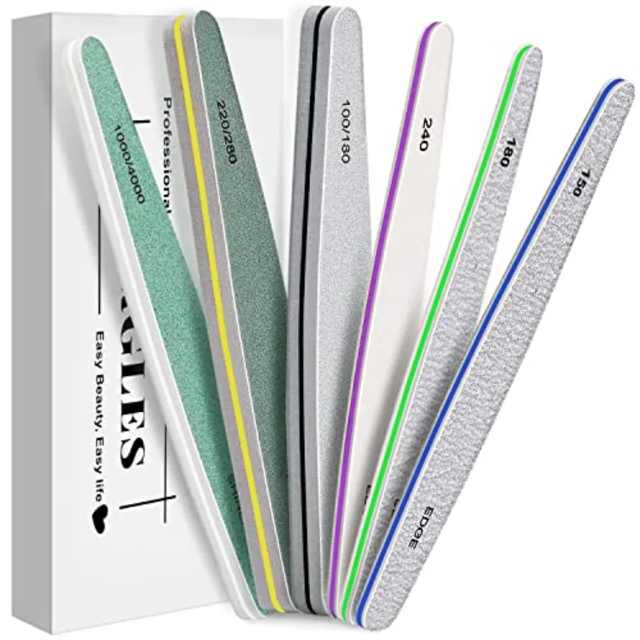 

Emery Boards Professional Grit Nail File Pack for Acrylic/Natural/Gel Nails 100/150/180/220/240/280/1000/4000 Grit