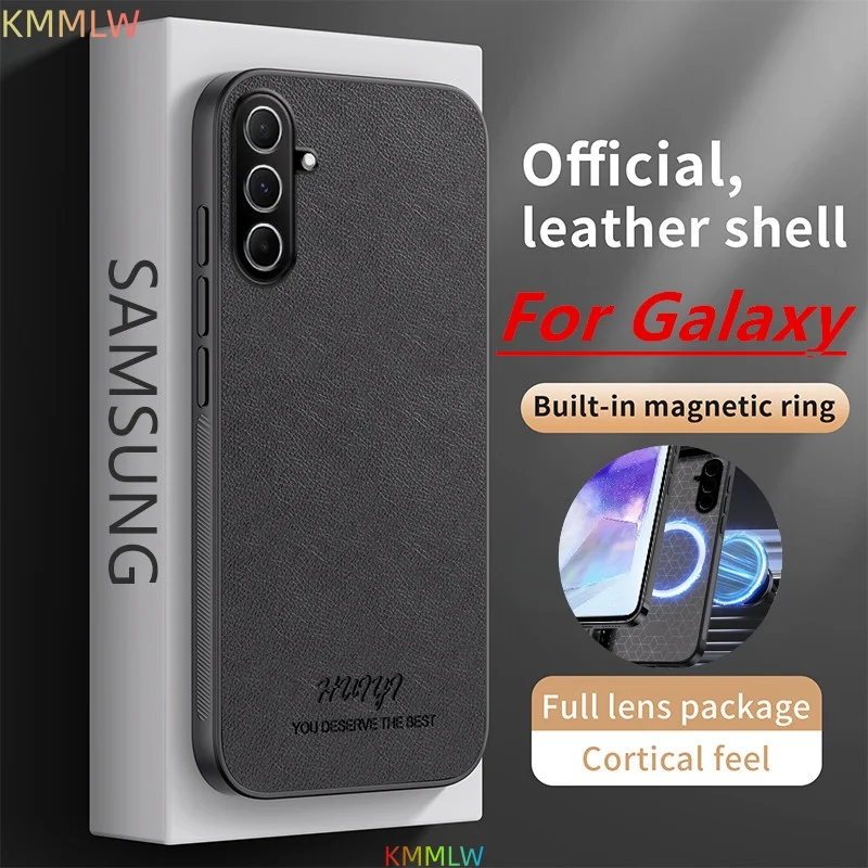 Luxury Business Leather Soft Frame Magnetic Cover For Samsung A56 A55 A36 A35 A26 A25 A17 A16 A15 A07 A06 M07 Phone Cases Capa
