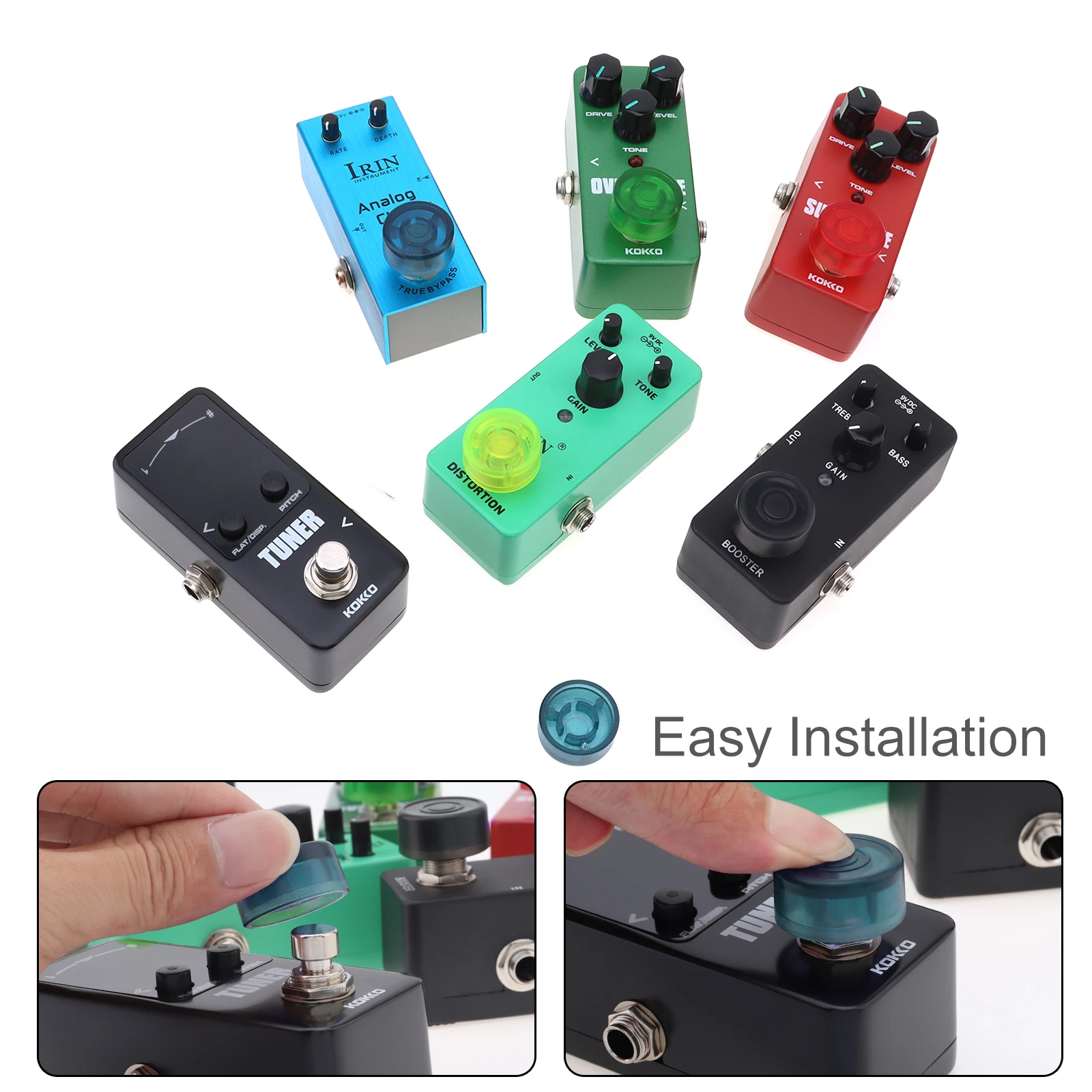 Kombination aus kleinem, kompaktem Gitarrenpedal und Tragetasche aus Aluminiumlegierung mit 6-Zoll-Kabeln, Klebebändern und Fußschalterkappen – Detail 9