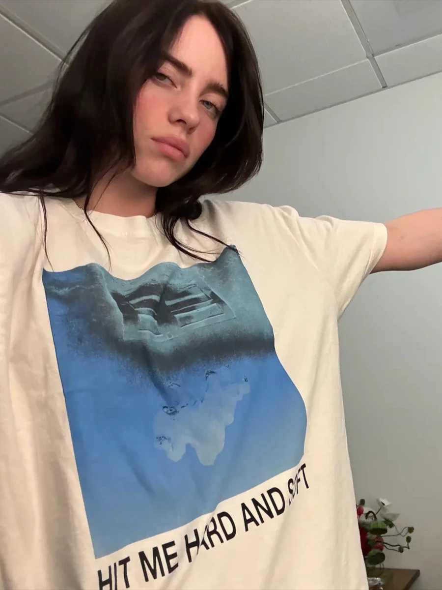 Billie Eilish, American Singer, Rock Style, American Casual High Street Loose Direct-print Men's and Women's T-shirts, Short