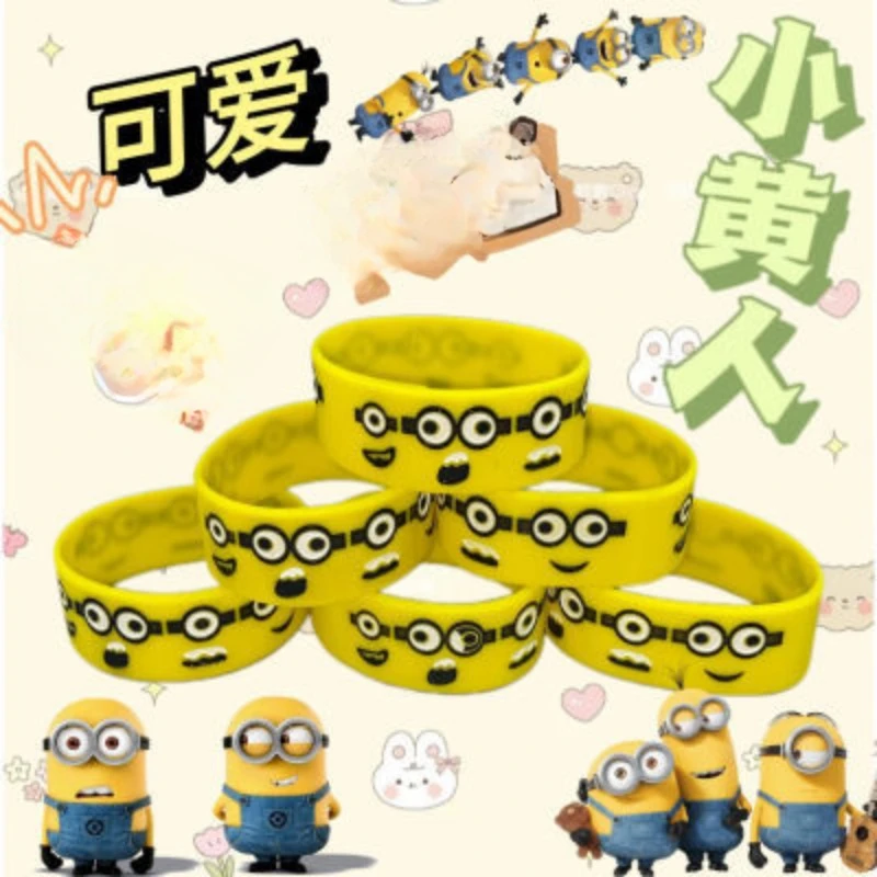 Despicable Me Minions Animation Peripheral Cartoon Funny Couple Silicone Bracelet, Kawaii Children's Accessories Gift, Wholesale