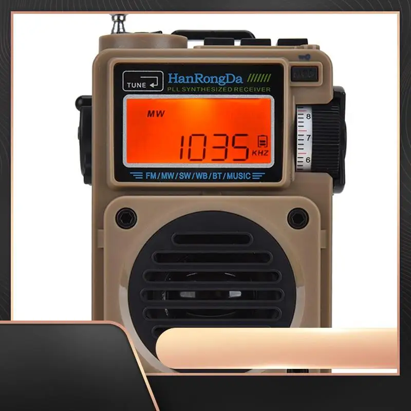 

Hanrongda HRD701 FM/MW/SW/WB/AM Digital Radio Music Player Full-Band Wireless ,Khaki