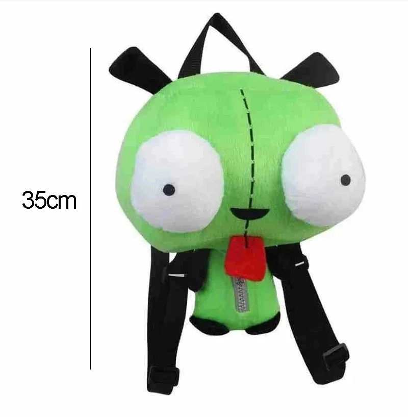 New Alien Invader Zim 3D Eyes Robot Gir Cute Stuffed Plush Backpack Green Bag Xmas Gift 14 inches plush toy