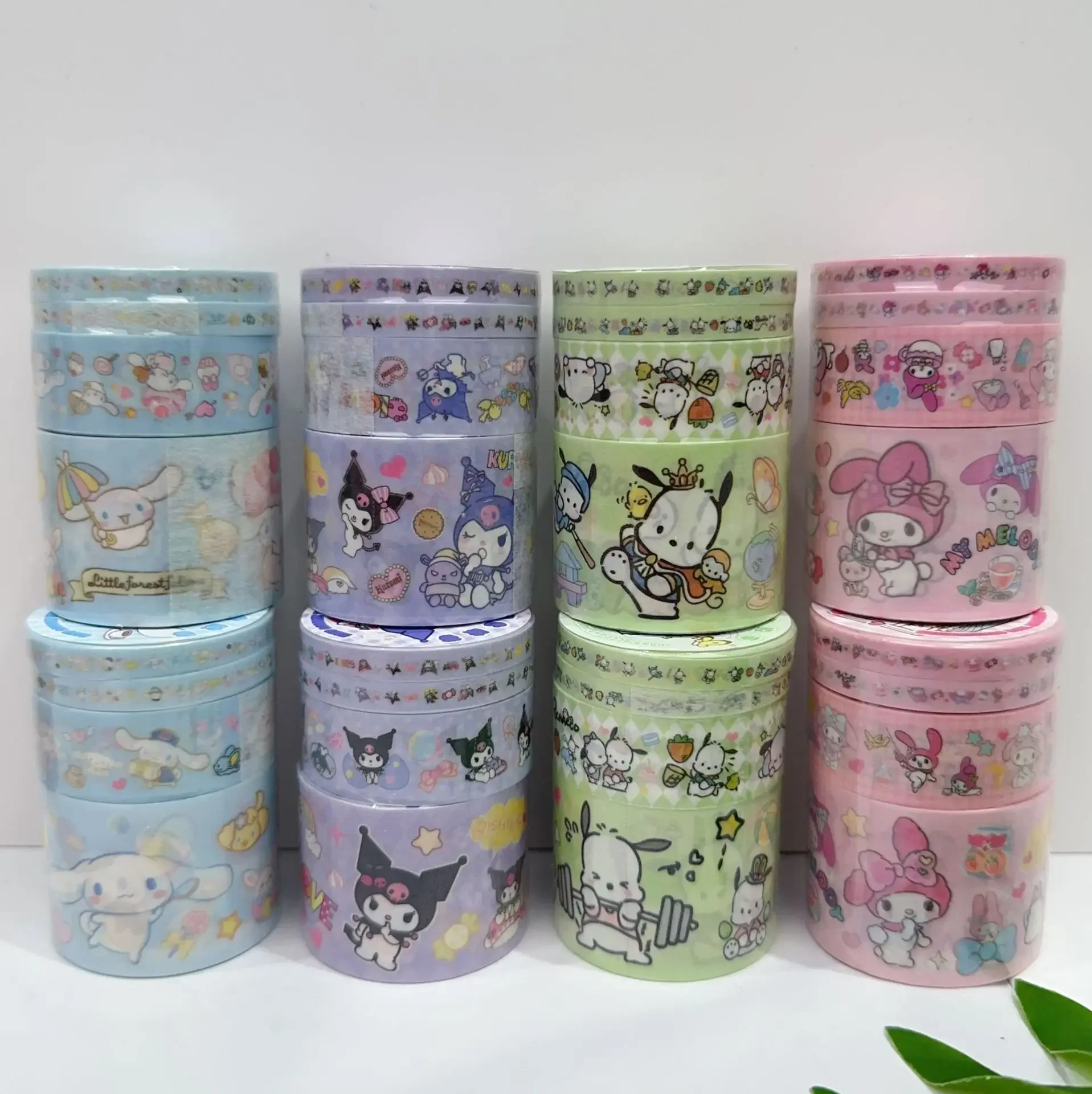 4 Set Sanrio Mymelody Kuromi Cinnamoroll Pochacco Kawaii Cartoon Character Decoration Adhesive Masking Washi Tape Kids Gift